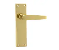 JV31LPB Frelan Hardware Jedo Victorian Straight Door Handles on Long Latch Plate Polished Brass