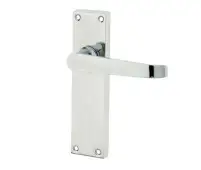 JV31LPC Frelan Hardware Jedo Victorian Straight Door Handles on Long Latch Plate Polished Chrome