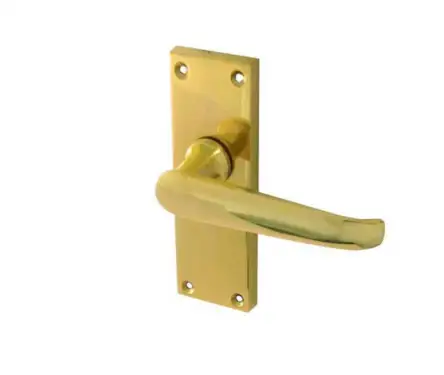Click Here To Enlarge This Photo Of JV31PB Frelan Hardware Jedo Victorian Straight Door Handles on Short Latch Plate Polished Brass