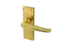 JV31PB Frelan Hardware Jedo Victorian Straight Door Handles on Short Latch Plate Polished Brass