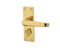 JV31PRPB Frelan Hardware Jedo Victorian Straight Door Handles on Privacy Plate Polished Brass