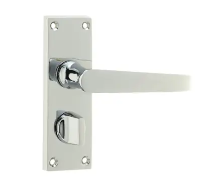 Click Here To Enlarge This Photo Of JV31PRPC Frelan Hardware Jedo Victorian Straight Door Handles on Privacy Plate Polished Chrome
