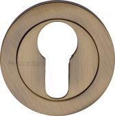 V4020-AT Heritage Brass Euro Profile Cylinder Escutcheon Antique Brass Finish