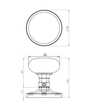 Click Here To Enlarge This Photo Of JV35BPB Frelan Hardware Jedo Kontrax Mushroom Mortice Door Knobs Polished Brass