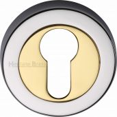 V4020-CB Heritage Brass Euro Profile Cylinder Escutcheon Chrome & Brass Finish