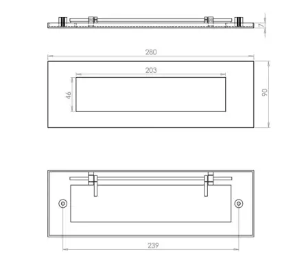 Click Here To Enlarge This Photo Of JV36BPC Frelan Hardware Jedo Plain Victorian Letter Plate 280mm x 90mm (239mm Centres) Polished Chrome