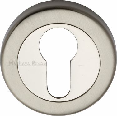 Click Here To Enlarge This Photo Of V4020-MC Heritage Brass Euro Profile Cylinder Escutcheon Mercury Finish