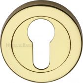 V4020-PB Heritage Brass Euro Profile Cylinder Escutcheon Polished Brass Finish