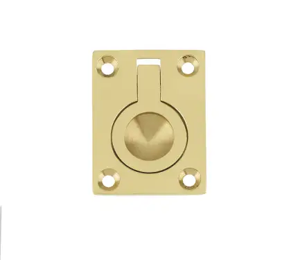 Click Here To Enlarge This Photo Of JV424APB Frelan Hardware Jedo Flush Ring Pull 38x50mm Polished Brass