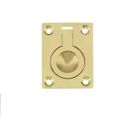 JV424APB Frelan Hardware Jedo Flush Ring Pull 38x50mm Polished Brass
