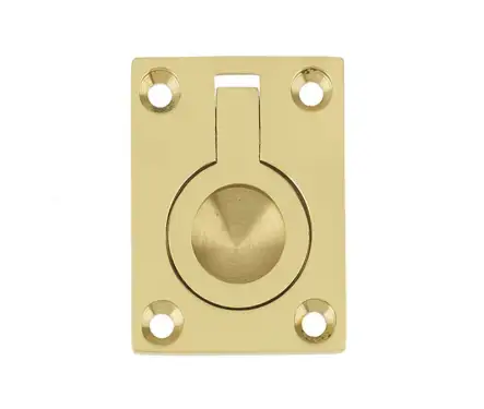 Click Here To Enlarge This Photo Of JV424BPB Frelan Hardware Jedo Flush Ring Pull 50x63mm Polished Brass