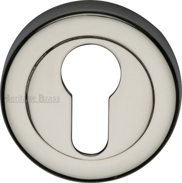 Click Here To Enlarge This Photo Of V4020-PNF Heritage Brass Euro Profile Cylinder Escutcheon Polished Nickel Finish