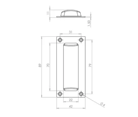 Click Here To Enlarge This Photo Of JV428APC Frelan Hardware Jedo Face Fix Flush Pull 89mm x 42mm Polished Chrome
