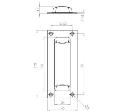 Click Here To Enlarge This Photo Of JV428BPC Frelan Hardware Jedo Face Fix Flush Pull 102mm x 45mm Polished Chrome