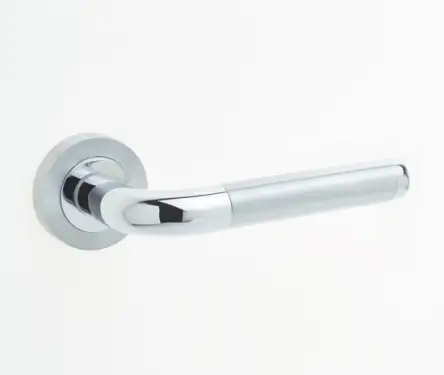 Click Here To Enlarge This Photo Of JV430PCSC Frelan Hardware Jedo Twin Door Handles on Rose Polished Chrome/Satin Chrome