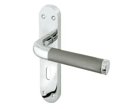 Click Here To Enlarge This Photo Of JV431PCSC Frelan Hardware Jedo Twin Suite Door Handles on Lockplate Polished Chrome/Satin Chrome