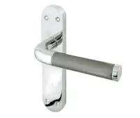 JV432PCSC Frelan Hardware Jedo Twin Suite Door Handles on Latchplate Polished Chrome/Satin Chrome