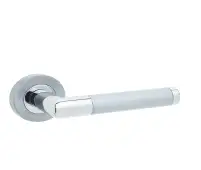 JV435PCSC Frelan Hardware Jedo Mitred Handles on Rose Polished Chrome/Satin Chrome