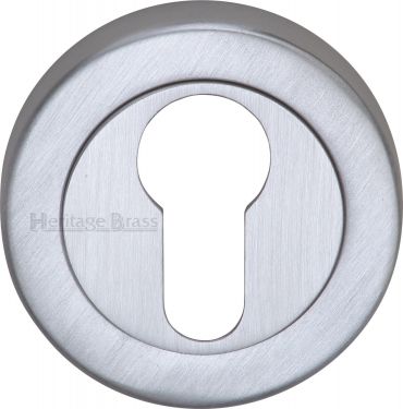 Click Here To Enlarge This Photo Of V4020-SC Heritage Brass Euro Profile Cylinder Escutcheon Satin Chrome Finish