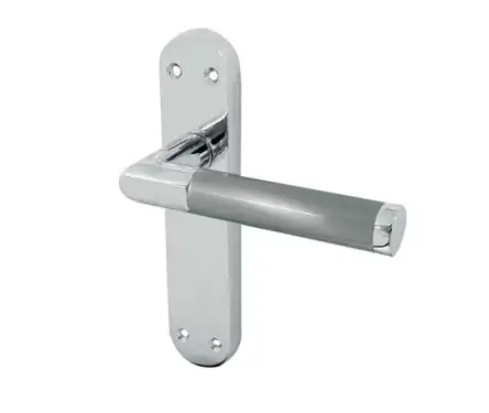 Click Here To Enlarge This Photo Of JV437PCSC Frelan Hardware Jedo Mitred Suite Door Handles on Latchplate Polished Chrome/Satin Chrome