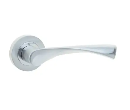 Click Here To Enlarge This Photo Of JV504PCSC Frelan Hardware Jedo Twirl Door Handles on Rose Polished Chrome/Satin Chrome
