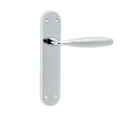 JV532PCSC Frelan Hardware Jedo Stylo Suite Door Handles on Latchplate Polished Chrome/Satin Chrome