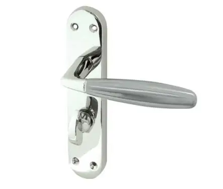 Click Here To Enlarge This Photo Of JV533PCSC Frelan Hardware Jedo Stylo Suite Door Handles on Bathroom Plate Polished Chrome/Satin Chrome