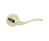 JV550PVD Frelan Hardware Jedo Turin Door Handles on Rose Polished Brass
