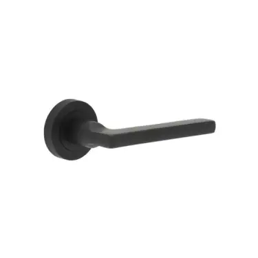 Click Here To Enlarge This Photo Of JV600MB Frelan Hardware Jedo 'Jet' Nero Lever Handles on Round Rose Matt Black