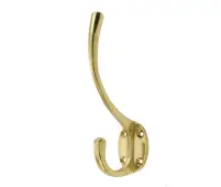 JV60PB Frelan Hardware Jedo Solid Brass Hat & Coat Hook 142mm Polished Brass
