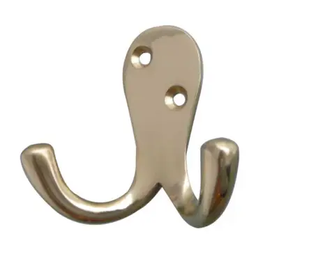 Click Here To Enlarge This Photo Of JV62PB Frelan Hardware Jedo Double Robe Hook 53mm Polished Brass