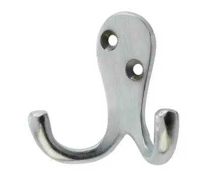 Click Here To Enlarge This Photo Of JV62SC Frelan Hardware Jedo Double Robe Hook 53mm Satin Chrome