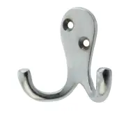JV62SC Frelan Hardware Jedo Double Robe Hook 53mm Satin Chrome