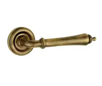 JV651AB Frelan Hardware Jedo Camille Door Handles on Rose Antique Brass