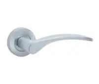 JV690SC Frelan Hardware Jedo Monaco Door Handles on Rose Satin Chrome