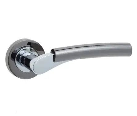 Click Here To Enlarge This Photo Of JV760PCBN Frelan Hardware Jedo Arkus Door Handles on Rose Polished Chrome/Polished Black Nickel