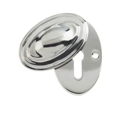 Click Here To Enlarge This Photo Of JV76PN Frelan Hardware Jedo Lined Oval Covered Escutcheon 36x55mm Polished Nickel