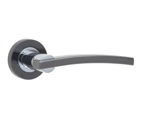 Click Here To Enlarge This Photo Of JV780PCBN Frelan Hardware Jedo Modena Door Handles on Rose Polished Chrome/Polished Black Nickel
