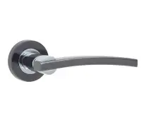 JV780PCBN Frelan Hardware Jedo Modena Door Handles on Rose Polished Chrome/Polished Black Nickel
