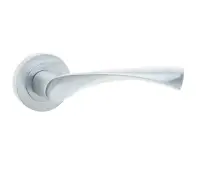 JV845SC Frelan Hardware Jedo Comet Door Handles on Rose Satin Chrome