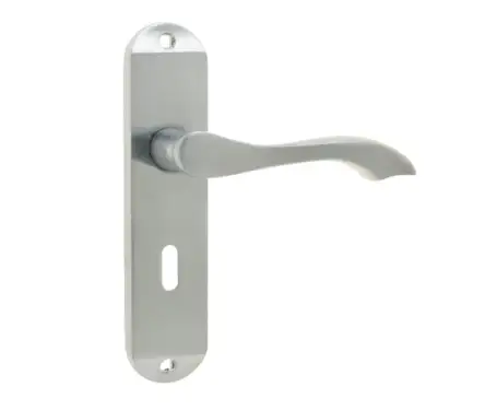 Click Here To Enlarge This Photo Of JV920SC Frelan Hardware Jedo Broadway Suite Door Handles on Lockplate Satin Chrome