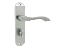 JV922SC Frelan Hardware Jedo Broadway Suite Door Handles on Bathroom Plate Satin Chrome
