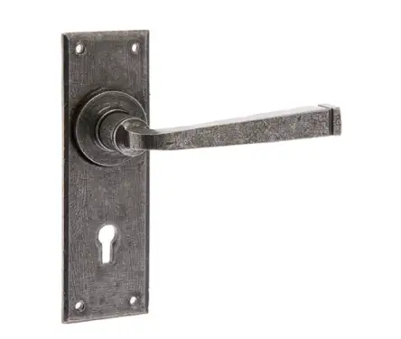 Click Here To Enlarge This Photo Of VF100 Frelan Hardware Valley Forge Pewter Door Handles on Lockplate