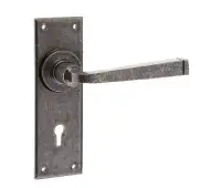 VF100 Frelan Hardware Valley Forge Pewter Door Handles on Lockplate