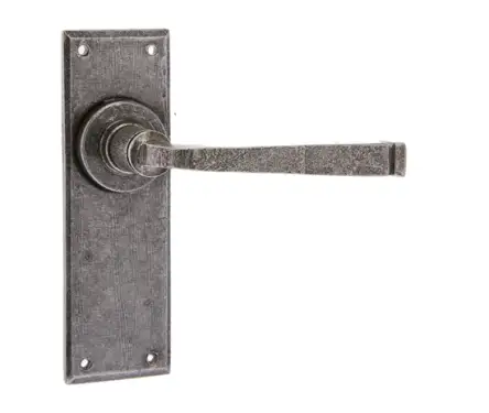Click Here To Enlarge This Photo Of VF101 Frelan Hardware Valley Forge Pewter Door Handles on Latchplate