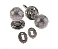 VF48 Frelan Hardware Valley Forge Pewter Round Mortice Door Knobs