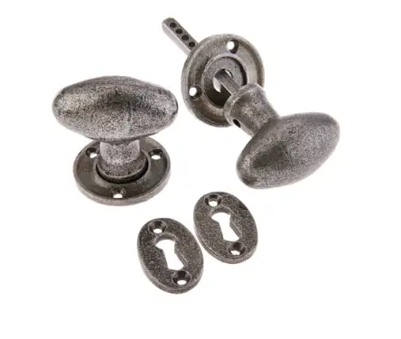 Click Here To Enlarge This Photo Of VF5 Frelan Hardware Valley Forge Pewter Oval Mortice Door Knobs