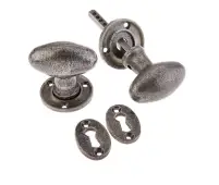 VF5 Frelan Hardware Valley Forge Pewter Oval Mortice Door Knobs