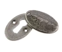 VF76 Frelan Hardware Valley Forge Pewter Oval Covered Escutcheon 50mm x 31mm