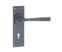 VFB100 Frelan Hardware Valley Forge Black Door Handles on Lockplate